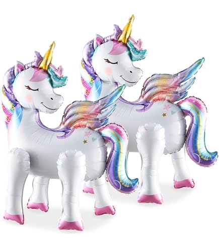 Amscan Riesen-Folienballon Einhorn, Ca. 130 Cm – Mehrfarbig, Mit Luft Oder Helium Befüllbar, Inkl. Aufblashilfe