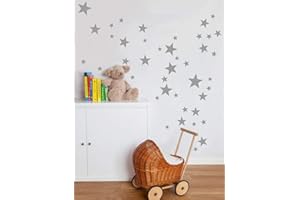 FLOORDROBE CLOTHING Vinyl Star Wall Stickers 64 Various Sizes (Silver)