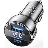 INIU Car Charger, 66W 6A Car Charger Adapter, 2-Port (USB C+USB A) PD3.0 QC4.0+ fast charge USB Car Charger for iPhone 13 12 