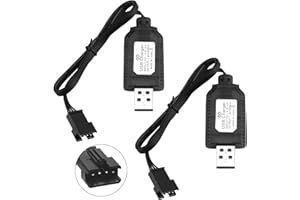 SUUOSL 2-Pack Chargeur LiPo 2s 7.4V USB avec Connecteur SM-4P, Chargeur de Batterie Voiture RC Universel, Compatible avec Voiture, Camion, Drone, Train Télécommandé Jouets, USB Rapide et Portable