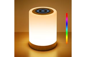 REYLAX Veilleuse LED, Lampe Ambiance avec 12 Couleurs et 4 Modes, Petite Lampe de Chevet Tactile Dimmable avec Minuteur, Lampe de Nuit Rechargeable USB C, pour Chambre Enfant, Salon, Camping