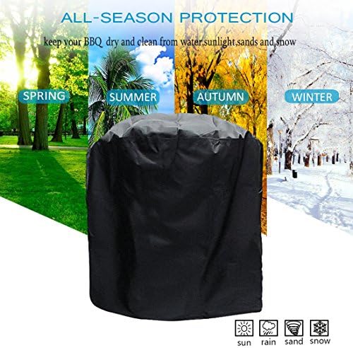 ELRWaterproof Barbecue Gas Grills Cover 27.5" Durable BBQ Covers Outback Rainproof Barbeque Protection Cover Accessories for Weber Garden Patio Outdoors Polyester with Carry Bag XS Size Black