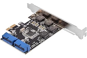 Limouyin Tarjeta de expansión PCI-E a USB 3.0 Adaptador de 2 Puertos de 19 Pines 5 Gbps Soporte PCI-Express súper rápido para WinXP, Win7, Win8, Win8.1, Win10