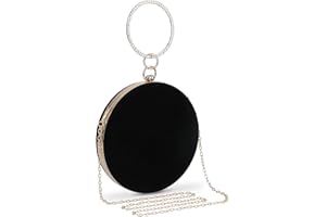 UBORSE Clutch Damen Rund Samt Abendtasche Vintage Brauttasche Elegant Handtasche mit Kette Geldbörse Umhängetasche Portemonnaie Tasche für Hochzeit Abendparty Tanzparty Geburtstag