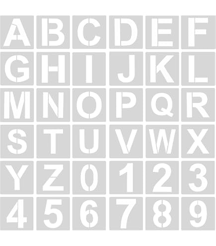 42 Pochoirs Lettres Et Chiffres En PP - 10,2x7,6cm - Lavables, Réutilisables - Pour Peinture Sur Mur, Tissu, Bois