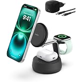 Belkin UltraCharge Pro MagSafe Uyumlu 3&rsquo;&uuml; 1 Arada Qi2 25W Kablosuz Şarj Cihazı, iPhone 17, Apple Watch, AirPods, Pixelsnap, S