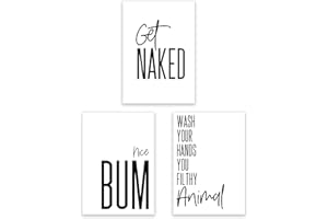 The Little Party Company Triple pack Bathroom Toilet Prints, A5, Wall Art Poster Funny Humour Home Pictures Modern Minimal Black/White *** PLEASE NOTE THAT NO FRAMES INCLUDED *** BP35