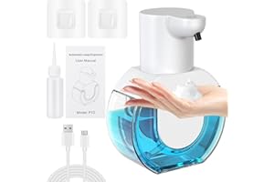 IGUGI Dispenser Sapone Automatico, 420ml Dispenser Sapone Schiuma, Usb Ricaricabile Dispenser Sapone, IPX5 Impermeabile, 4 Livelli Regolabili, Adatto Per Cucina, Bagno, Ufficio, Hotel