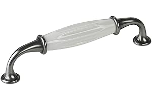 SOTECH Porzellangriff META Möbelgriff Porzellan weiß Altsilberoptik BA 128 mm