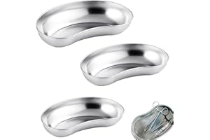 WONUANTE Plateaux en Acier Inoxydable,3 Plateau de Laboratoire,Plateau Rénal en Acier Inoxydable,Plateau à Instruments,Plateaux de Rangement,Plateau Chirurgical Réutilisables pour Plateaux de Clinique Médical