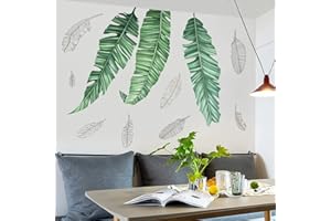 Tanlaby Stickers Muraux Grandes Feuilles Autocollants Muraux Feuilles Tropicales Sticker Mural Plantes Vertes pour Adultes Salons Chambres Maison Bureaux Canapé Fond Décoration Murale