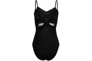 iiniim Femme Justaucorps Gymnastique Croisé Dos Nu Body Léotard De Ballet Danse Classique Adulte Fille Combinaison Dancewear XS-XL