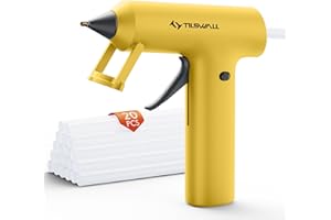 Tilswall Cordless Hot Glue Gun, 90s Fast Heating, 1mm Precision Nozzle, 2000mAh USB-C Rechargeable, 20 Glue Sticks, Auto Shut-Off, for DIY Crafts & Home Repairs - Yellow