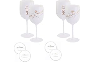 Moët & Chandon Ice Imperial - Juego de 4 copas de champán (acrílico, 450 ml, incluye posavasos)