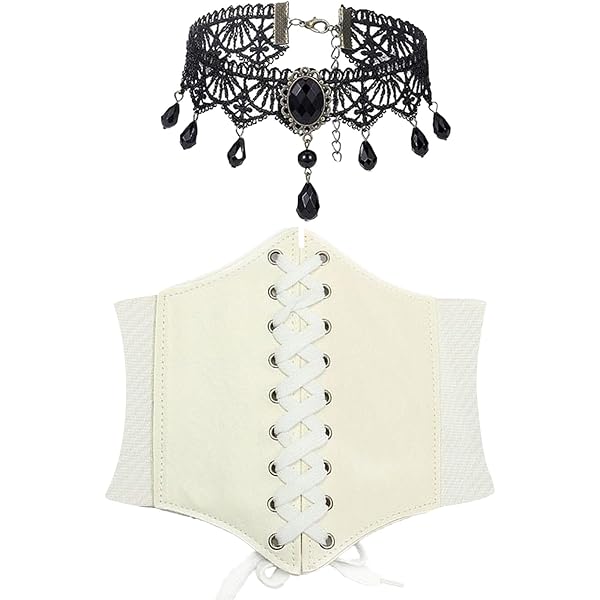 Corsetto In Pelle Aililong Donna – Nero, Allacciatura Elastica, Stile Pirata Retrò