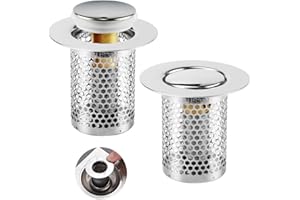 SUEVUT 2 pezzi Filtro per Lavello, 33 × 50 mm Filtro lavandino Cucina, Acciaio Inossidabile Filtro Capelli Doccia, Prevengono L'Intasamento, Adattoper Doccia Cucina Lavello, Vasca da Bagno e Lavabo