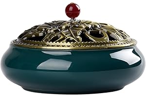 AMJKEJI Bruciatore di incenso in ceramica Bruciatore per Incenso in Ceramica Incensiere a carbone in porcellana Supporto Bastoncini di Incenso Rotondo Bruciatore Contenitore per Yoga Rilassarsi Meditazione