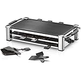 ROMMELSBACHER RCC 1500 Raclette-Grill (extra langes Kabel (2m), Tischgrill für 8 Personen, gerippte Alu-Druckguss-Grillplatte