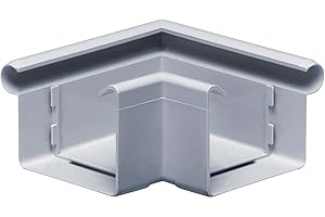 INEFA Rinnenwinkel 90 Grad kastenförmig Außenwinkel, PVC NW68 / 68mm Grau Wulst außen, Verbindungsstück Dachrinnenzubehör, Made in Germany