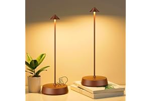 FIVE LITERS Rechargeable Cordless Table Lamp, 6000mAh Battery Operated Lamp, Portable LED Touch Control Bedside Ambient Lamps with Dimmable, Waterproof Shower Table Lamps for Bedroom,Living Room,Bar-(Brown-2set)