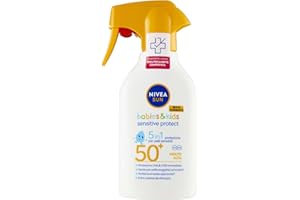 NIVEA SUN Kids Maxi Sonnenspray Sensitive Protect & Play LSF 50+ 270 ml, Sonnencreme 50+ Kinder und Babys ab 6 Monaten, Prospektionsspray für empfindliche und empfindliche Haut