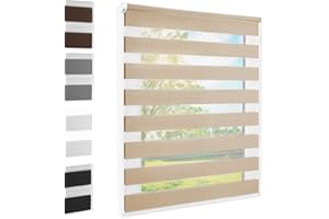 FOXX Doppelrollo Klemmfix Sand 55x140 cm Duo Rollo Fensterrollo für Fenster/Türen Gardine Klemmrollo ohne Bohren Seitenzugrollo Sichtschutz Sonnenschutzrollo Zebrarollo