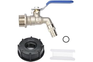 oumuik Wasserhahn Ibc, Ibc Tank Zubehör & Container, Ibc Hahn 3/4 Zoll mit Adapter s60x6 für Regentonne