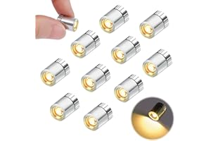YUYWWAN 10 Piezas Mini Luz Led, Luces Led Pequeñas con Pilas, Luz Casa de Muñecas, Mini Luces Led Adhesiva para Decoración de Fiestas, Vitrinas, Manualidades, Casas de Muñecas Iluminación (Blanco Cálido)