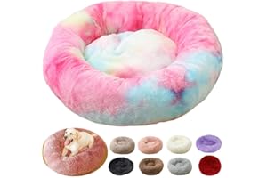 Rngcpto Coussin Chien Anti Stress XXL, Tapis Grande Taille, Panier XXL Moyen, Puppy Love Lit Orthopédique Rond Lavable pour Chien et Chat (40cm, Rainbow)