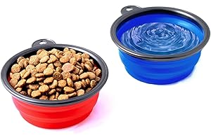 PRECORN Lot de 2 gamelles de voyage pliables pour chien et chat - 250 ml - Rouge et bleu