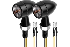 Jesiah 2pcs LED E24 Motorbike Indicators Brake Lights, DC 12V Universal M8 Motorcycle Turn Indicator Signal Lights Rear Mini Bullet Alloy Shell Waterproof for Off Road Bike Amber Light
