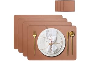 ‎CASAIDO Casaido Platzdeckchen Abwaschbar, Tischsets Leder Und Untersetzer, Tischset Set Mit 4 Untersetzern Und 4 Platzsets Abwaschbar