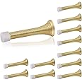 HOMOTEK 12 Pack Spring Door Stopper with Rubber Bumper 3-1/8" Flexible Spring Heavy Duty Wall Door Stop Low Mounted Door Bumper for Home (Bright Brass)