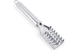 KFZR Non-toxic Stainless Steel Sawtooth Fish Scales Skin Remover for Fast and Easy Fish Scale Removing, Ergonomic Design for Firm Grip, Sleek Silver (Silver)