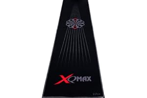 XQ MAX DARTS Dartmatte 237x60cm mit Motivwahl Dartteppich mit Abwurflinie grau schwarz rot blau Turniermatte Steeldart Matte Darts (Dartmatte schwarz/rot 237x60cm Dartboard)