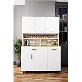 Mirobi Zimbal Multi-Pane Decorative Kitchen Cabinet Rivoli-White
