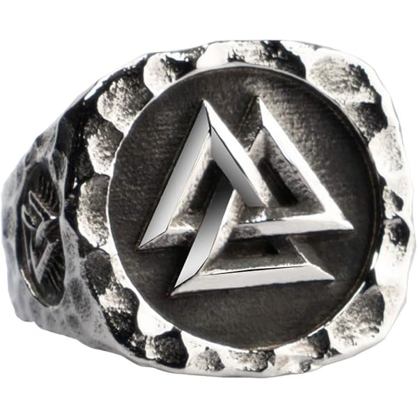 HIJONES Bague Homme Acier Inoxydable Symbole Odin - Style Viking Élégant & Durable