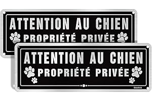 Goodvia Panneau Attention au Chien Propriété Privée en-Aluminium Brossé 25x9cm Vintage Schwarz mit Weißer Schrift 2 Stück