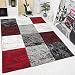 Produktbild VIMODA Moderner Designer Teppich kariert handgeschnittene Konturen Farbe Rot Schwarz Grau, Maße:160 cm x 230 cm