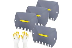 JARDINEER 2 Pair Leaf Grabbers Lightweight for Lawn Yard, Garden Leaf Collector Plastic, Hand Grass Rake with Handles for Picking Up Leaves, Twigs or Debris