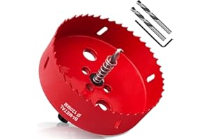 Yeepeo Sierras de Corona 120mm, M42 HSS Bi-Metal Corona Taladro con Adaptador Hexagonal y Taladro, Corona Metal para Pladur Madera Plástico, 1 pieza Rojo