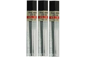 Pentel 0.5mm Size B Shade Hardness Pencil Refill Replacement Spare Leads Hi Pollymer Super for Automatic & Mechanical Pencils (Pack of 3 Tubes - 36 Pieces)