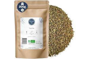 OBVIOUS TEA Thym Bio en Vrac - Pour Infusion, Tisane et Épice Culinaire - Thymus Vulgaris L - Agriculture Biologique - Odeur Aromatique Douce - Fabrication Française - Sachet 200 gr (100 Tasses)