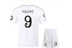 IHIMI Maglia da calcio per bambini Madrid, No #9 No #7 Mbappe, Vini.Jr Home, maglia da calcio per bambini, con maglia corta (4-13 anni)