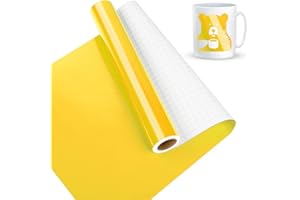 LYA VINYL Vinyle Adhésif Jaune Brillant, 30 x 457 cm Vinyle adhésif Jaune pour Cricut, Silhouette Cameo, Vinyle permanent pour Cadeaux de Bricolage, Mug