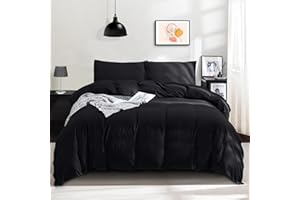 ‎OHANO ohano Bettwäsche 135x200 4teilig Bettwäsche-Sets 2er Set Bettbezug mit 2 Kissenbezüge 80x80cm,kuschelig weich & bügelfrei,Bettwäsche Set Mikrofaser mit Reißverschluss-Schwarz