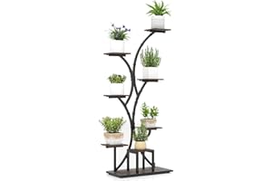 COSTWAY Support de Plante en Métal à 8 Niveaux, Étagère à Fleurs d'Intérieur avec Lampes de Culture, Présentoir de Pots de Fleurs Décoratif pour Salon Balcon, 67 x 30 x 146 cm