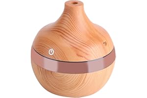 TANGXI 300ML Umidificatore, 7 Luci Diffusore di Olio Essenziale in Legno, Portatile USB Umidificatore Silenzioso per Casa, Yoga, Ufficio, Spa, Camera da Letto, Camera da Letto