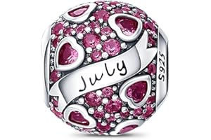 LONGLUCK CHARMS & BRACELETS Pierre de naissance des douze mois,Bijoux pour femmes,Compatible Pour Pandora les bracelets et les colliers Charms de,Cadeaux pour femmes.