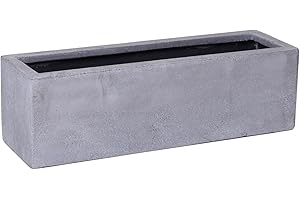 ‎VIVANNO VIVANNO Blumenkasten Balkonkasten Pflanzkasten Fiberglas FLOBO Beton-Optik grau - 15x60x17 cm